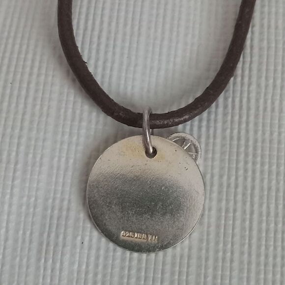 Gold Toned Plated 925 Round Peace Engraved Pendant Lightweight Fashion Necklace - Picture 4 of 10